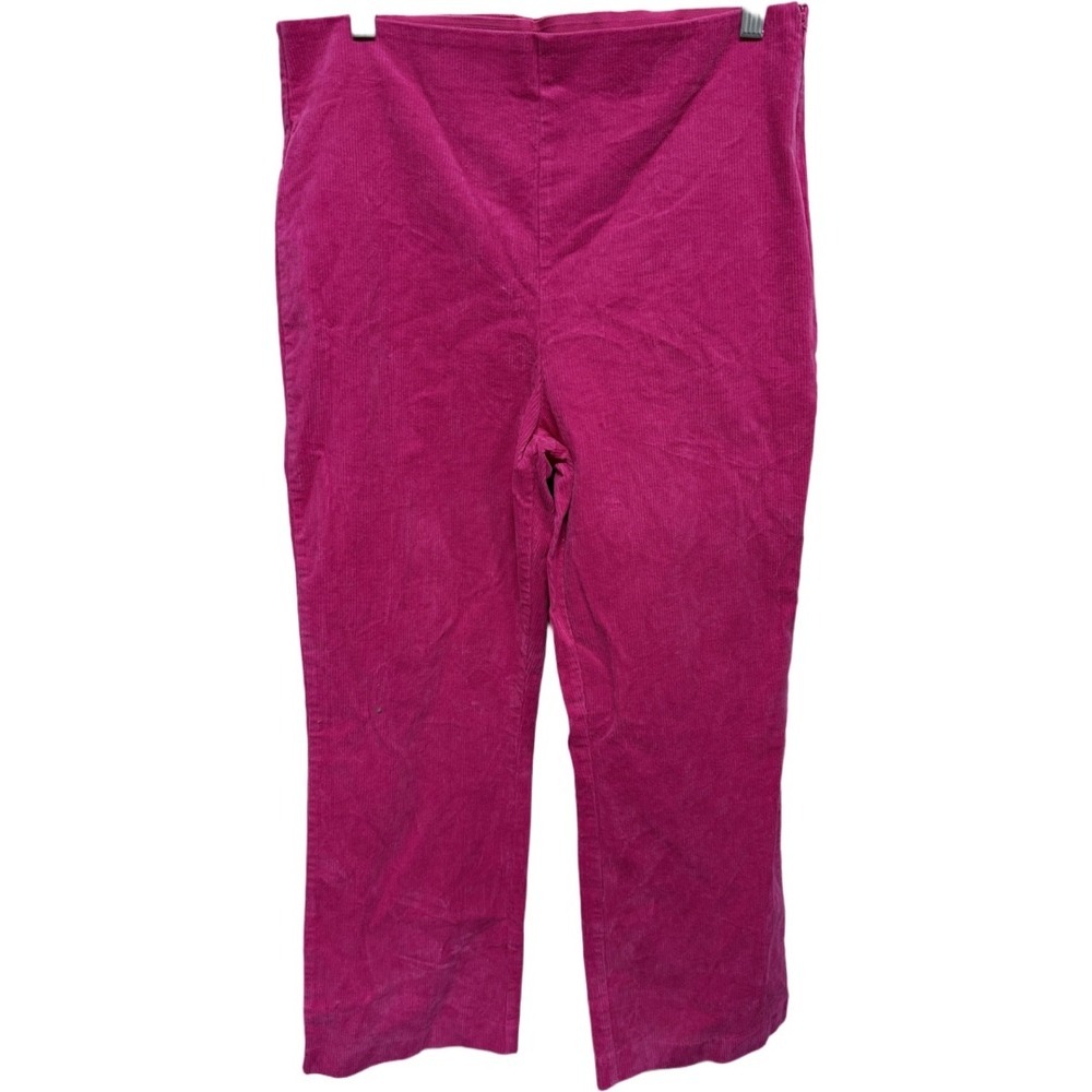 Crown & Ivy Women's High Waist Cropped Corduroy Pants Pink Rave Size 12 NWT